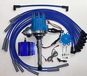 CADILLAC 429 1966-1967 BLUE Small Cap HEI Distributor + 50K Coil + Wires USA - Picture 1 of 20