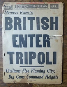 22. Januar 1943 BRITISH ENTER TRIPOLI Boston American Newspaper (schlechter Zustand) - Bild 1 von 5
