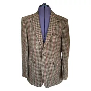 Abraham Moon Blazer Jacket Brown Check Tweed Houndstooth 2 Button Men's UK42R - Picture 1 of 17