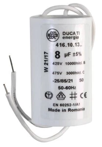 4.16.10.13.06 Motor Run Capacitor, No Stud, Lds, 8uf - Picture 1 of 1