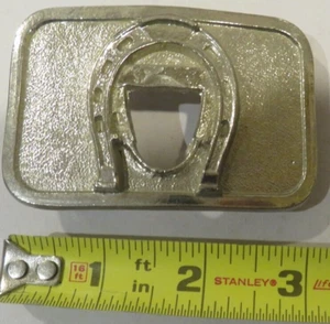 VINTAGE BELT BUCKLE - Lukcy Horseshoe Design 3" Long - Good Luck! - Picture 1 of 3