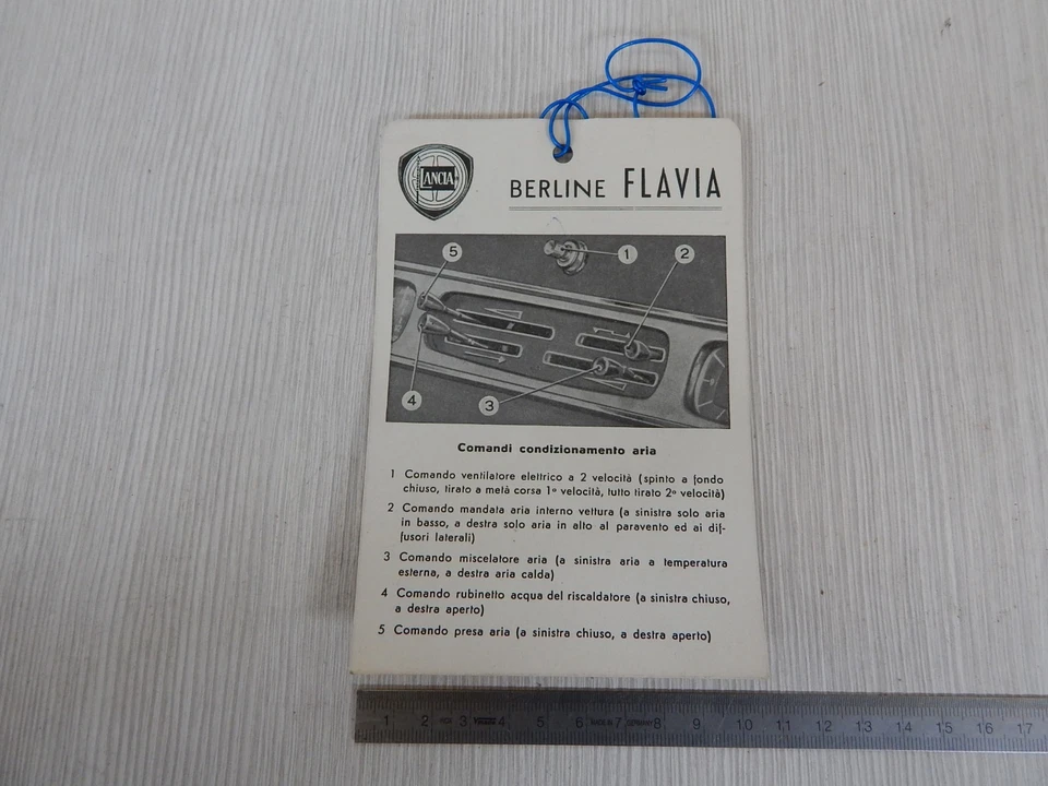 RARO TALLONCINO VETTURE NUOVE LANCIA FLAVIA ISTRUZIONI COMANDI AERAZIONE - Immagine 1 di 2