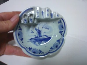 Vintage Blue Delph Holland Collectible Souvenir Ashtray w/ Clogs - Picture 1 of 7