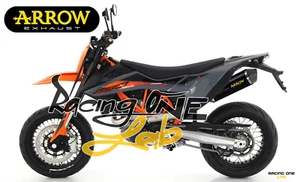 POT D'ECAPPEMENT ARROW ALUMINIUM NOIR + KAT EURO4 EURO5 POUR KTM 690 SMC R 19-24 - Foto 1 di 2