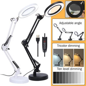 10X Magnifying Glass Desk Light Magnifier LED Lamp Reading Lamp With Base - Picture 1 of 21