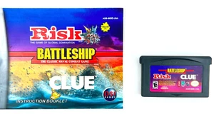 RISK/BATTLESHIP/CLUE NINTENDO GAME BOY ADVANCE SP GBA MANUAL INCLUDED TESTED - Picture 1 of 4