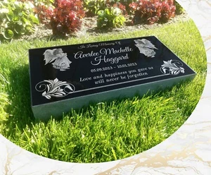 Personalized Memories: Headstone 24x12x3 Inches Deep-Engraved in Solid Granite - Picture 1 of 18