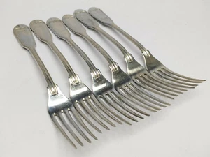 Vintage SET MIT 6 CHINON ALPACA ALPACCA DESSERTGABELN 6 3/8" GABELN  - Bild 1 von 8