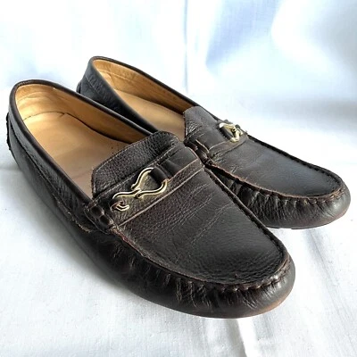 Cole Haan Hombre Talla 9.5 B Marrón Gamuza Hebilla Dorado Zapato Mocasín Conducción Foto 1 de 4