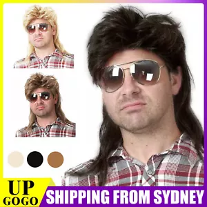 1 PC Mullet Wig Hair Costume Party Dress Up 70s 80s Bogan Rock Golden Blonde AUS - Picture 1 of 15