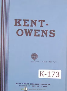 Kent Owens 1-14, Double Cycle Bed Milling Machine Parts Manual - Bild 1 von 1