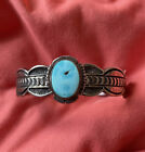 Sterling Silver And Light Blue Turquoise Native American Made Cuff Bracelet