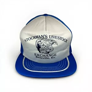 Vintage 80s Stockman's Livestock Exchange All Foam Hat, Belleville, Ks. Cap - Picture 1 of 9