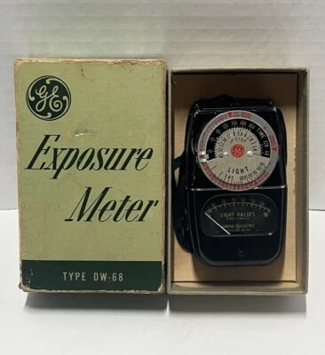 Medidor de luz de exposición GE de colección tipo DW-68 con caja original General Electric Foto 1 de 4