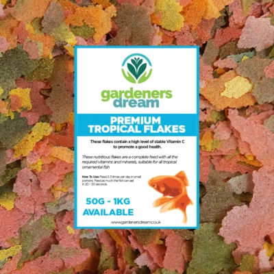 GardenersDream Premium Tropical Fish Flakes 49% Protein Aquarium Fish Food
