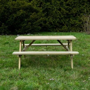 Picknick Sitzgruppe Kiefernholz Gartenbank 120 cm Biertisch Sitzbank imprägniert - Bild 1 von 12
