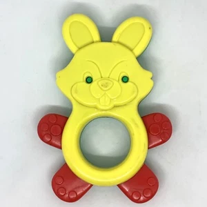 Vintage Bunny Rabbit Teether Rattle Teething Ring Toy Baby Infant Plastic Rare - Picture 1 of 7