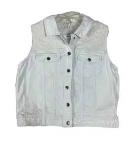 NY Collection ärmellose weiße Jeansweste mit Spitze Gr. M Neu mit Etikett - Bild 1 von 9