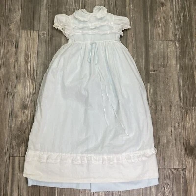 Vestido para Niña Ance' K Talla 6 Doble Capa Largo Blanco Ojales con Capa Base Azul Foto 1 de 4