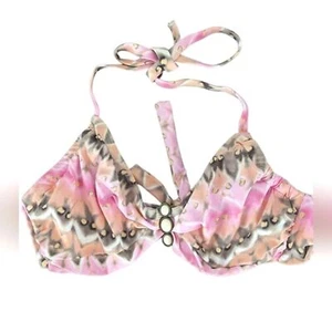 NWT Coco Reef Underwire Halter Multicolored Swim Top with White Stones 32/34C - Picture 1 of 9