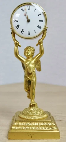 Very Rare Antique English Fusee Verge Bronze Figurine Desk Mantel Carriage Clock Cover