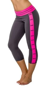 NWT Devon Maryn Women's Bows to Toes Yoga Capri Pink Gray Workout Pants Small - Picture 1 of 1