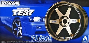 Aoshima 1/24 Model Car Tuned Parts(57) Volk Racing TE37 19"inch Wheels & Tires - Picture 1 of 2