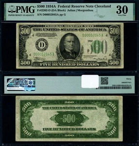 FR. 2202 D $500 1934-A Federal Reserve Note Cleveland D-A Block PMG VF30 - Picture 1 of 3