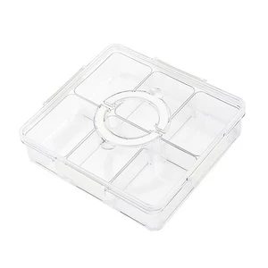 Divided Serving Tray Plastic Large Capacity Adjustable With Lid Food Compart HOT - Picture 1 of 12