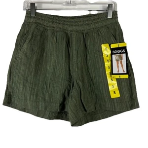 New Briggs Shorts Women's Small Pul On Linen Blend Elastic Waist High Rise NWT - Picture 1 of 14