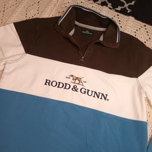 Rodd & Gunn Foresters Peak Sweatshirt Herren L 1/4 Zip Pullover Colorblock Bwn Blau - Bild 1 von 12