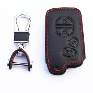 Black Leather Key Chain Cover Fob For Toyota Avalon Camry Remote Smart 4 Buttons - Picture 1 of 4
