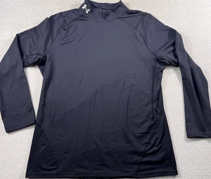 Felpa Under Armour ColdGear strato base uomo nera Duo-Flex aderente calcio - Foto 1 di 13