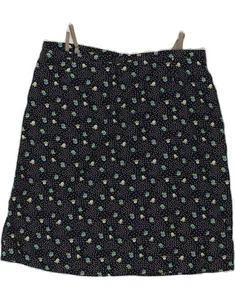 CANDA Womens Straight Skirt W34 Large Navy Blue Floral Viscose AT14 - Picture 1 of 4
