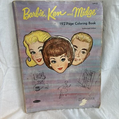 Barbie, Ken, and Midge Coloring Book Whitman 192 pages 1964 Vintage original - Image 1 of 4