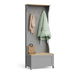 Grey Coat Stand with Shoe Storage, Hallway Unit & Storage Bench, VonHaus - Picture 1 of 11