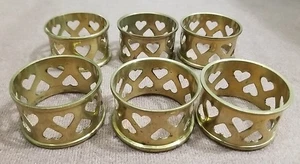 Vintage Messing Serviettenringe Valentinstag Herz ausgeschnitten Made in India - 6er Set - Bild 1 von 7