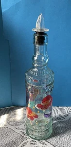 Red Hat Society HandPainted Glass Vinegar OR Oil Cruet Made In Spain Bottle - Picture 1 of 10