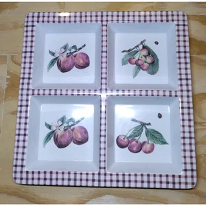 Pfaltzgraff Melamine (Plastic) 4 Section Square Serving Tray Cherries Apples - Picture 1 of 7