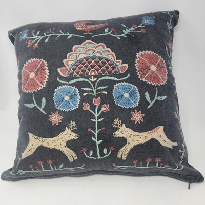 Funda de almohada Ikea Renrepe arte popular sueco gris carbón cuadrada 20" x 20" Foto 1 de 4