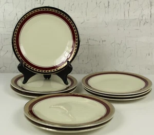 8 Pickard CHATEAU Red Maroon Platinum Leaves BREAD PLATES 6.25" Excel. Cond. - Picture 1 of 6