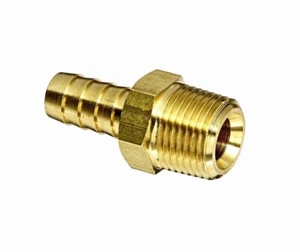 PARKER 11307-1, Barbed Hose Fitting, 1/2" NPT X 3/8" ID Hose, Brass - Picture 1 of 1