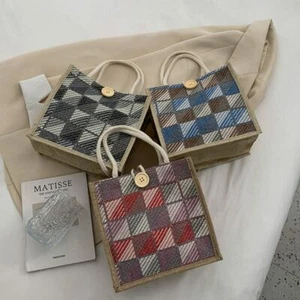 Linen Fabric Lunch Bags Large-capacity Small Tote Bag Student - Picture 1 of 15