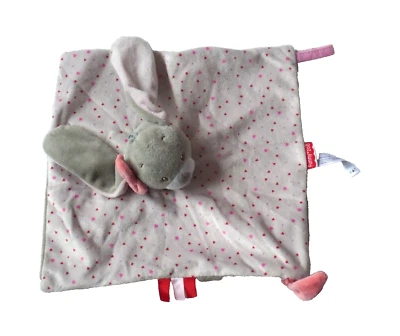 Funny Zoo baby Hase Häschen Hasi Schmusetuch Schnuffeltuch grau und rosa & rot - Bild 1 von 2