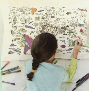 NEW Doodle World Map Pillowcase with Washable Markers Eat Sleep Doodle - Picture 1 of 6
