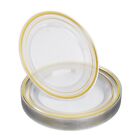 Hard Plastic Plates Party Weddings Clear Double Gold Rim - 10 Inch & 7.5 Inch