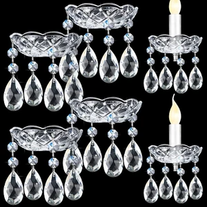 Bonuci 6 Pcs Bobeches for Chandeliers 4 Side Holes 4 Inch Crystal Chandelier Cup - Picture 1 of 12
