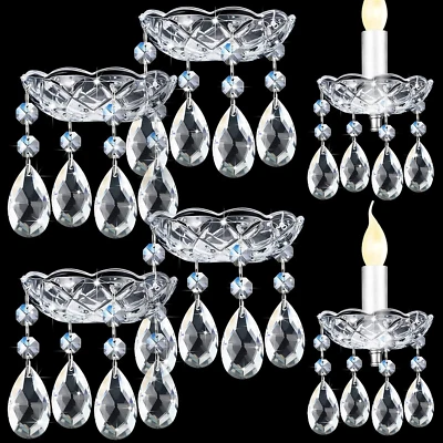 Bonuci 6 Pcs Bobeches for Chandeliers 4 Side Holes 4 Inch Crystal Chandelier Cup