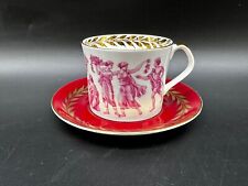 Queen Anne Red Greek Scene Tea Cup Saucer Set Bone China England