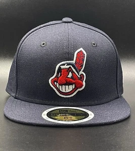 New Era KIDS 6 3/8 Cleveland Indians 59Fifty Fitted Hat 5950 Chief Wahoo MLB Cap - Picture 1 of 7